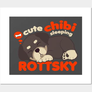 Cute Chibi Sleeping Rottsky Posters and Art